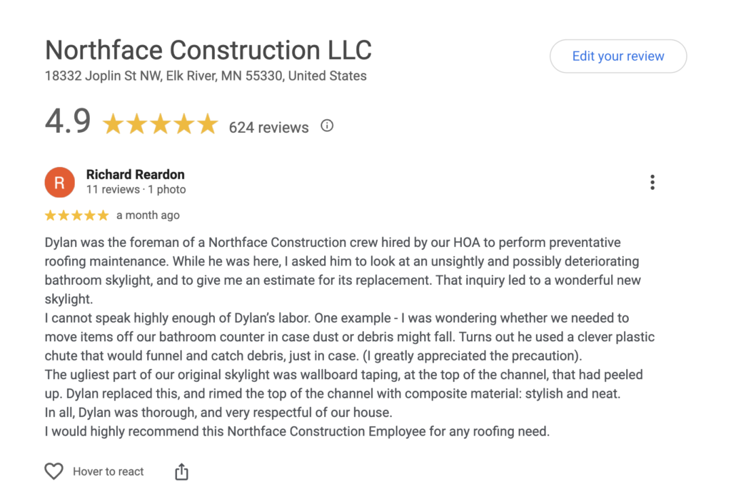 northface construction best roofing companies minnesota 2026