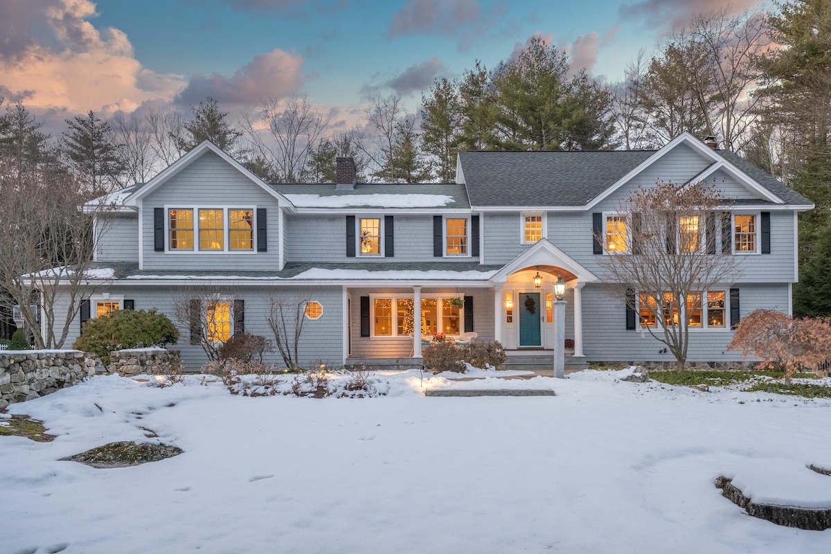 Beautiful modern house surrounded by nature in winter