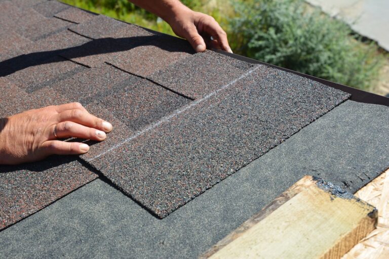 Roofer Contractor Installing Asphalt Shingles