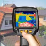 Recording Warmed roofs on family homes with thermal camera
