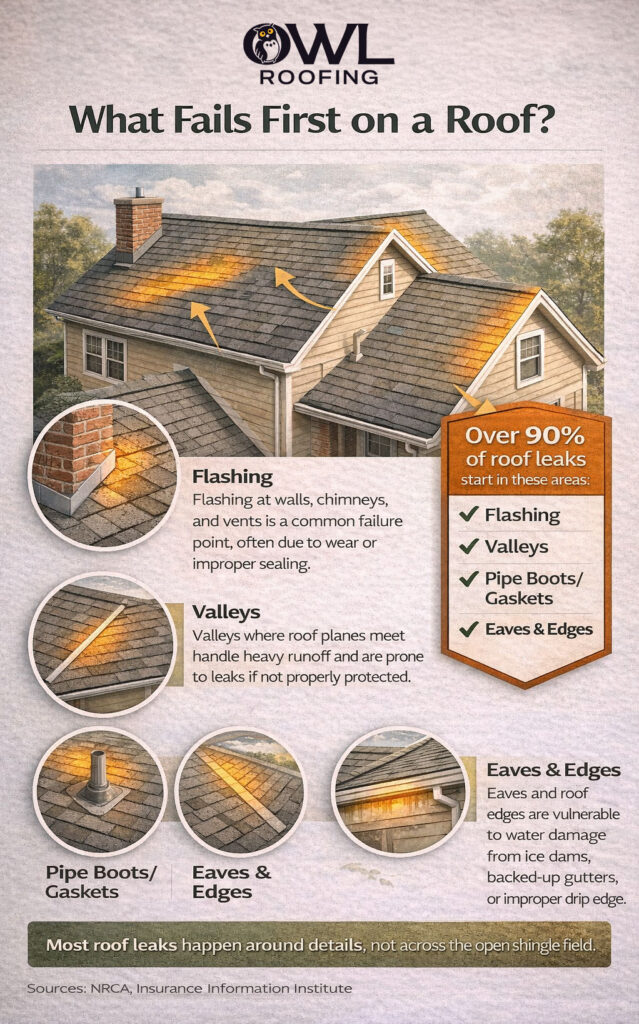 what fails first on a roof