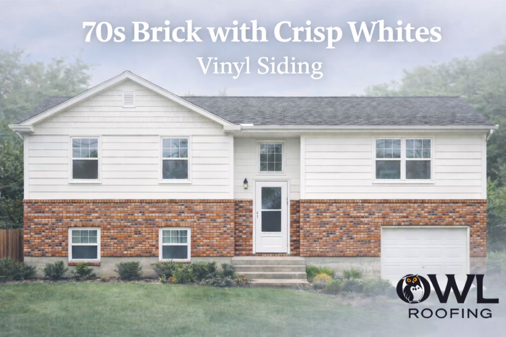 brick and siding combination number one, 70's brick with some clean white vinyl siding
