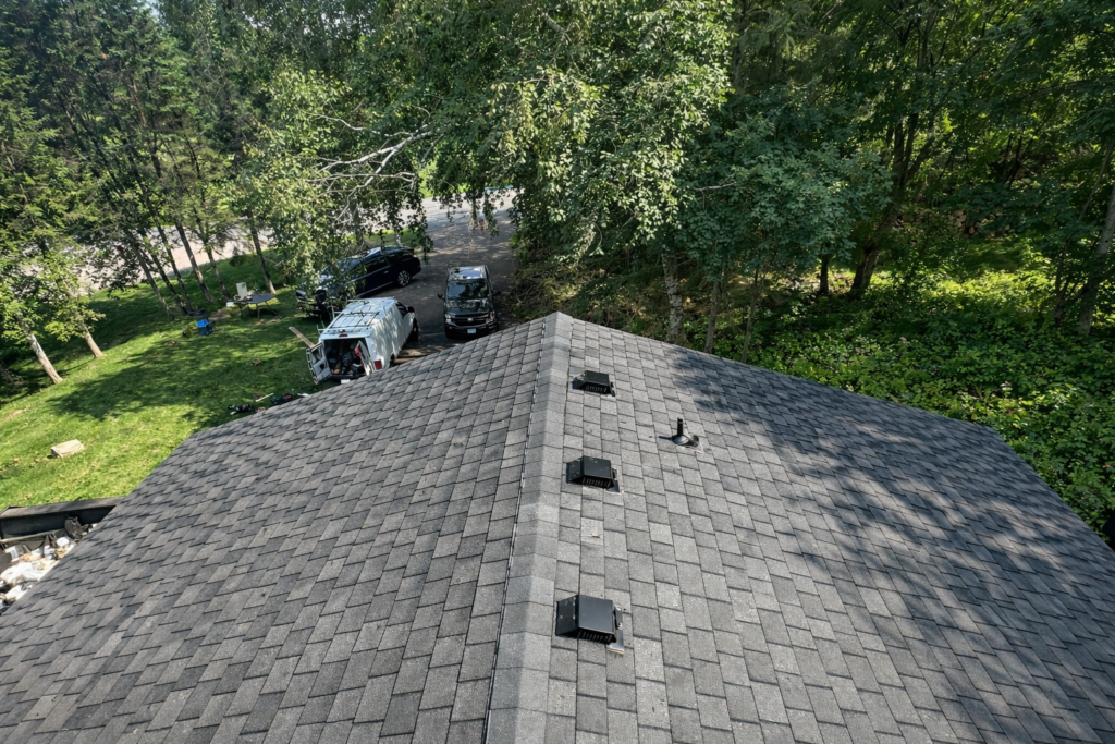 an overview shot of a freshly installed metal shingle in North Oaks MN