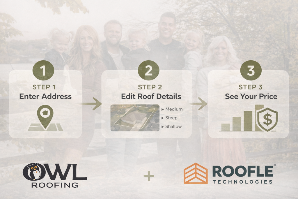 simple steps to get an instant roof quote through out roofing cost estimator tool roofle, no pressure, just price