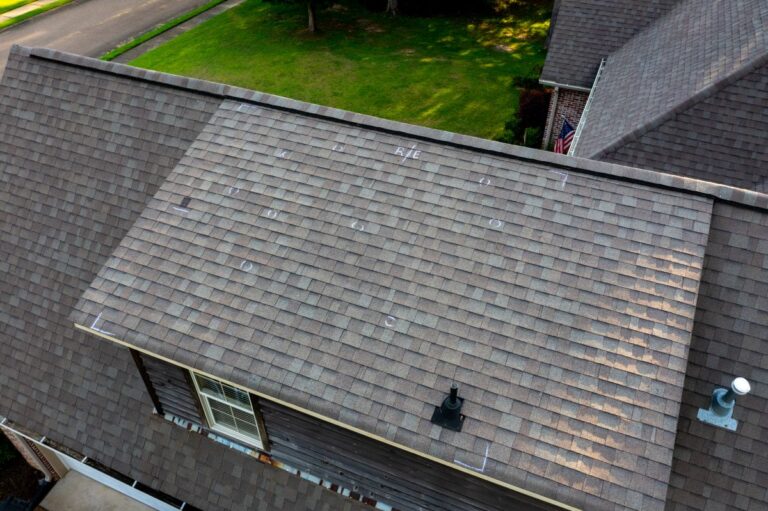 Roof with hail damage from inspection