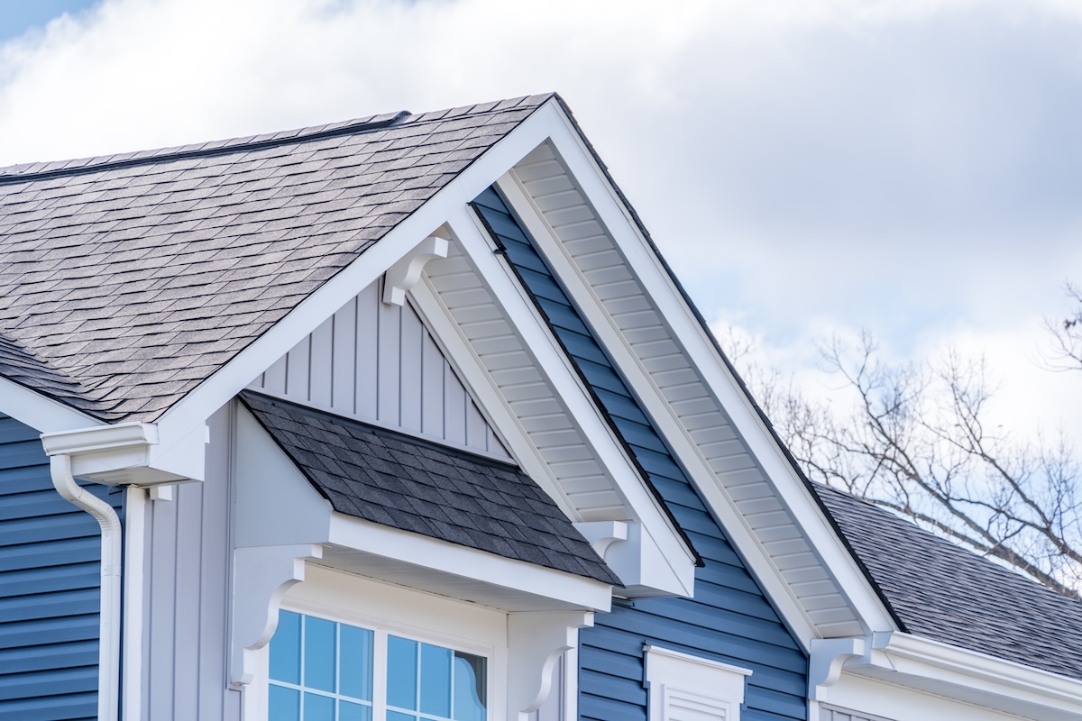 Elegant American house facade, with Shed Roof Over Awning Window