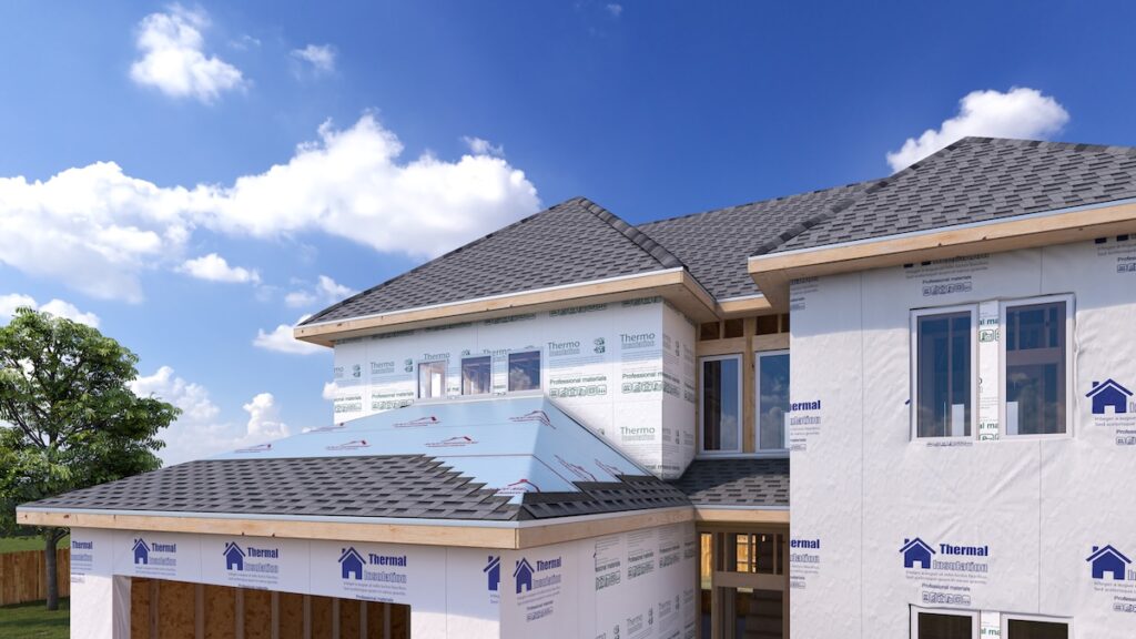 House roofing with asphalt shingles