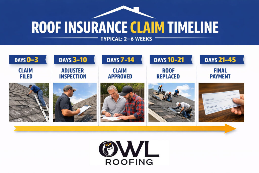 How long does it take insurance to pay for roof?
